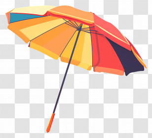 Beach Umbrella - Colorful Summer Beach Umbrella Transparent PNG
