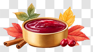 Cranberry Sauce - Cranberry Sauce In Gold Bowl Transparent PNG