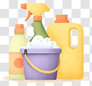 Household Cleaning Supplies - Cleaning Supplies With Bubbly Bucket Transparent PNG