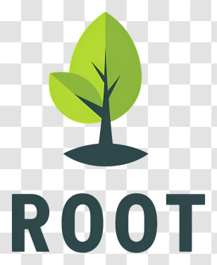 Root Logo - Green Root Logo With Leaf Transparent PNG