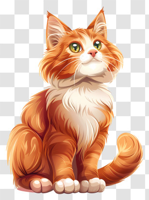 Ginger Cat - Illustration Of An Orange And White Cat Transparent PNG