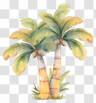 Palm Trees - Watercolor Palm Trees Artwork Transparent PNG