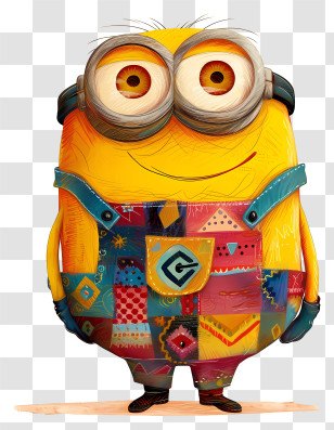 Minion - Colorful Patchwork Cartoon Character Transparent PNG