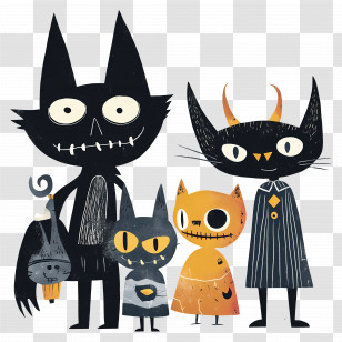 Halloween Banner Template - Black Cats Cartoon Illustration Transparent PNG
