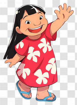 Cartoon Lilo - Cartoon Girl Cheerfully Waving Transparent PNG