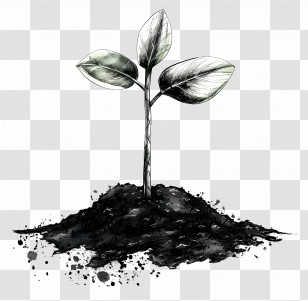 Black Soil - Young Seedling In Soil Transparent PNG