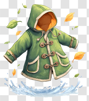 Floating Green Jacket - Green Hooded Raincoat Transparent PNG