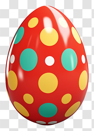 Easter Egg - Red Easter Egg With Colorful Polka Dot Pattern Transparent PNG