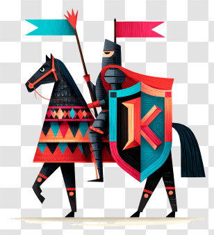 Knight On Horseback - Colorful Knight On Horse Illustration Transparent PNG
