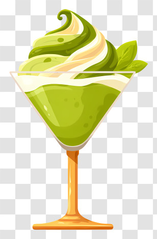 Matcha Martini Cocktail - Green Swirl Drink In A Glass Transparent PNG