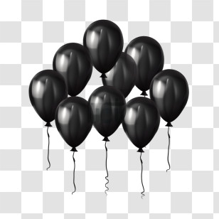 Black Balloons - Cluster Of Black Party Balloons Transparent PNG
