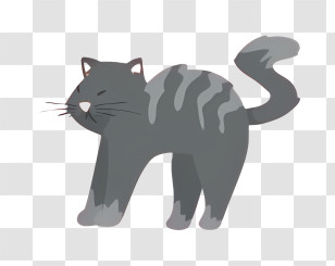 Black Cat - Gray Tabby Cat Cartoon Drawing Transparent PNG