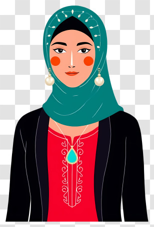 Woman In Hijab - Illustration Of Woman In Hijab With Earrings Transparent PNG