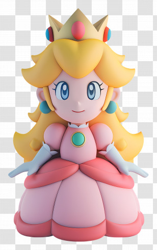 Princess Peach - Princess Cartoon Character In Pink Dress Transparent PNG