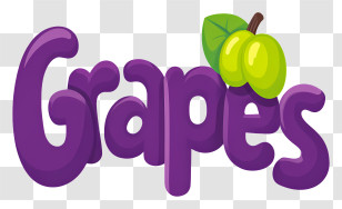 Grapes Logo - Purple Grapes Wordmark With Green Fruit Transparent PNG