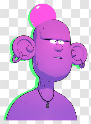 Purple Cartoon Character - Purple Cartoon Character With Earrings Transparent PNG