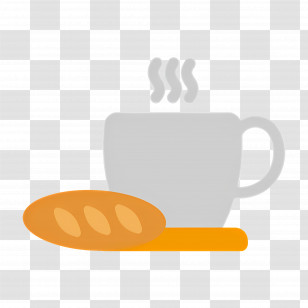 Coffee Breakfast - Steaming Coffee And Bread For Breakfast Transparent PNG