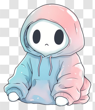 Chibi Ghost - Hooded Character In Pastel Hoodie Transparent PNG