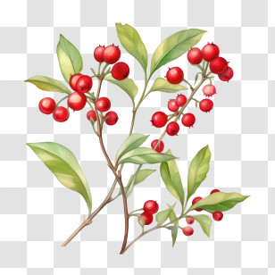 Red Cranberries - Botanical Illustration Of Red Berries Transparent PNG