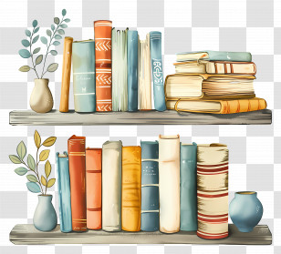 Shelf With Books - Colorful Books On Shelves Transparent PNG