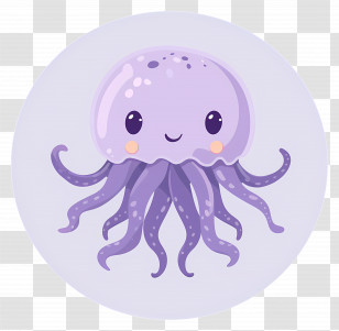 Jelly Fish - Cute Purple Jellyfish Cartoon Transparent PNG