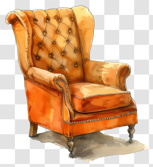 Rich Chair - Orange Vintage Armchair In A Classic Style Design Transparent PNG