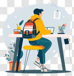 Student Studying - Student Studying Enthusiastically At Desk Transparent PNG