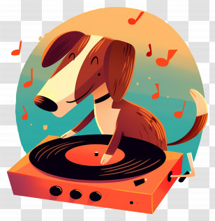 Dog Music - Cartoon Dog DJ With Turntable Transparent PNG