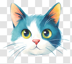 Watercolor Cat - Cute Cat Face Illustration Transparent PNG