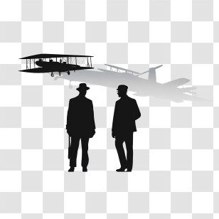 Wright Brothers Day - Silhouette Of Men And Airplane Transparent PNG