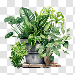 Houseplant Appreciation Day - Illustration Of Potted Green Plants Transparent PNG