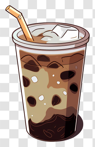 Cartoon Drawing - Delicious Bubble Tea With Straw Transparent PNG