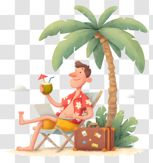 Man Enjoying Tropical Beach Vacation - Man Relaxing On Tropical Beach Transparent PNG