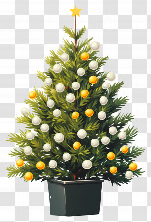 Artificial Christmas Tree - Decorated Christmas Tree With Ornaments Transparent PNG