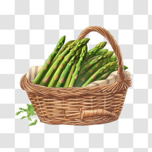 Asparagus - Basket Filled With Fresh Green Asparagus Transparent PNG