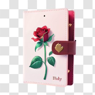 Rose Diary Book
 - Pink Diary With Red Rose Transparent PNG