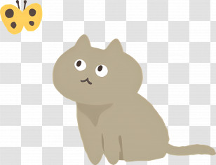 Cartoon Cat - Cute Brown Cat Looking At Butterfly Illustration Transparent PNG