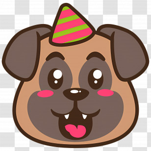 Dog Emoji - Cartoon Dog With Party Hat Illustration Transparent PNG