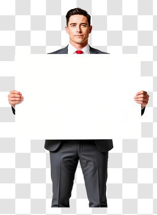 Businessman Holding Blank Placard - Businessman Holding Blank Sign Transparent PNG