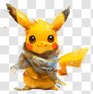 Pikachu - Pikachu Wearing A Cozy Scarf Transparent PNG