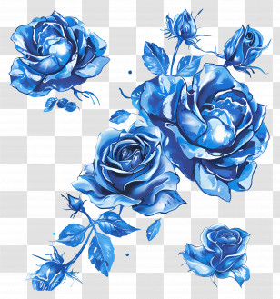 Blue Roses - Decorative Cluster Of Blue Roses Transparent PNG