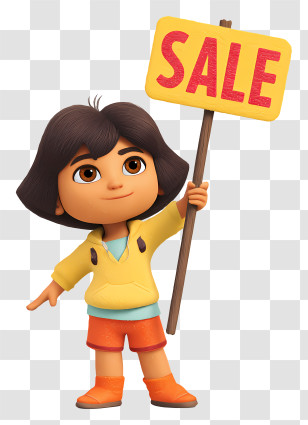 Dora Holding Sale Sign - Cartoon Child With Sale Sign Transparent PNG