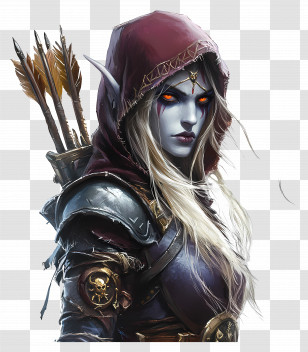 Sylvanas Windrunner - Dark Elf Archer With Arrows Transparent PNG