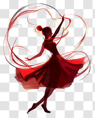 International Dance Day - Silhouette Of Dancing Woman In Red Dress Transparent PNG