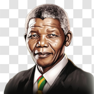 Nelson Mandela - Illustration Of A Man With Flag Background Transparent PNG