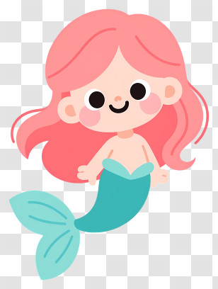 Cute Pink-Haired Mermaid Transparent PNG