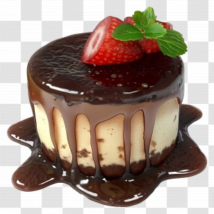 Cheesecake Lava Cake - Delicious Chocolate Cake With Strawberries Transparent PNG