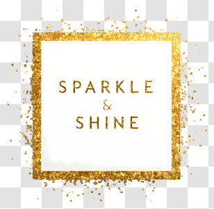 Sparkle Shine - Gold Glitter Square Frame Transparent PNG