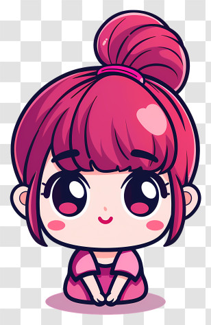 Kawaii - Cute Girl With Pink Hair And Big Eyes Transparent PNG