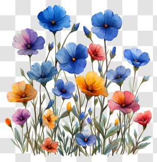 Floral Pattern Background - Colorful Flowers Transparent PNG